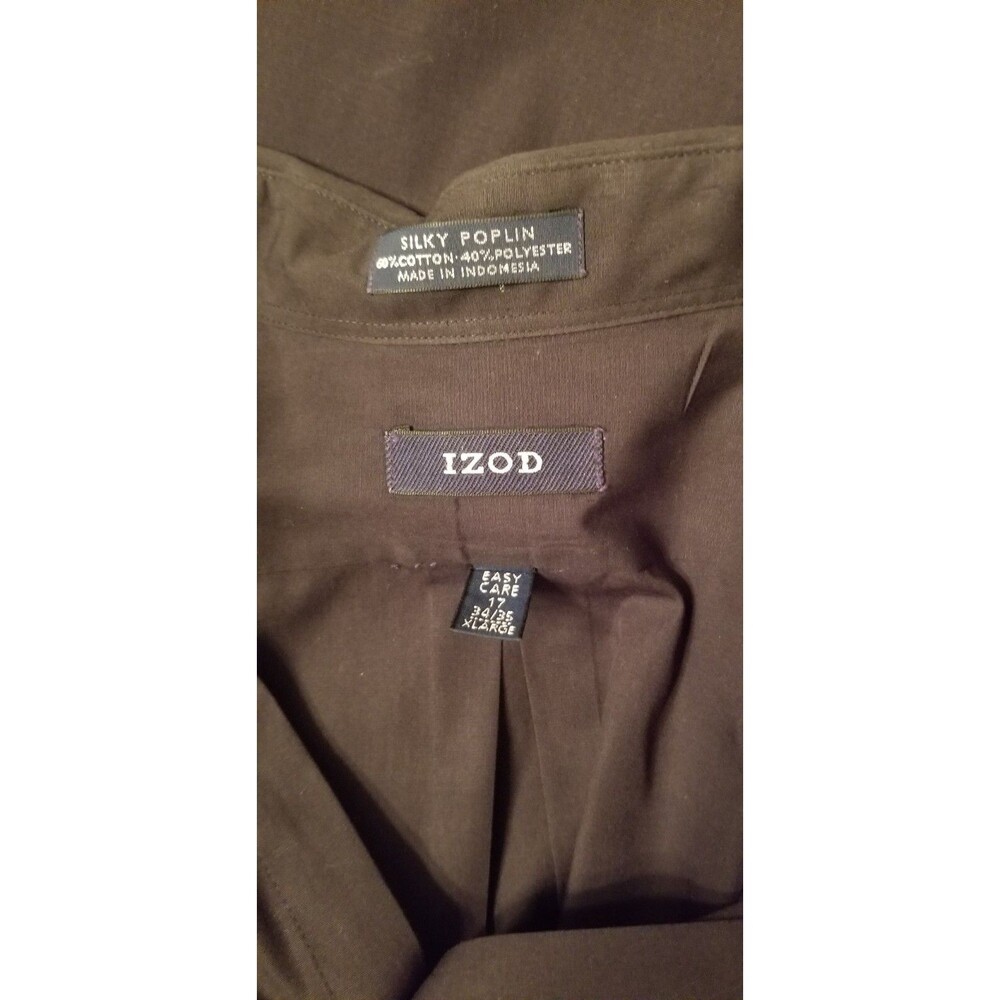 Men's  Izod Silky Poplin Easy Care Black Button  Shirt 34/35 Classic Size XL - Picture 4 of 4
